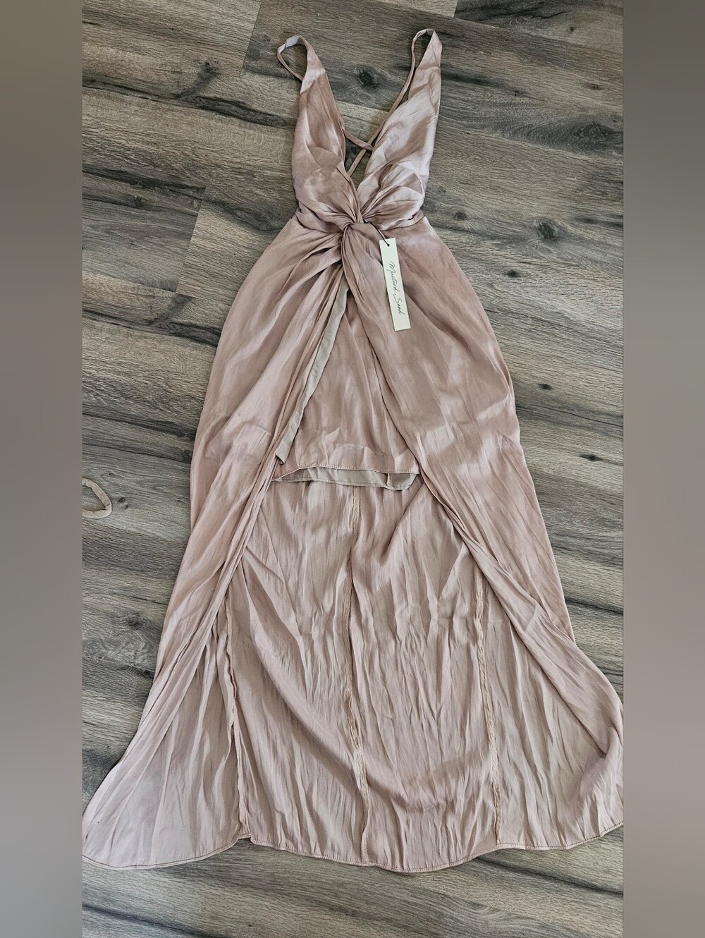 Mustard Seed Blush Pink Twist-Front Maxi Dress